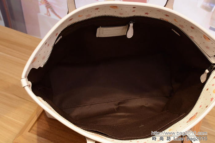 COACH蔻馳 F30058新款 拉鏈托特購物袋單肩包 十字紋頭層牛皮 星空圖案  Chz1428
